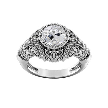 Antieke Stijl Ronde Oude Mijnwerker Bezel Set Echt Diamanten Ring 2,25 Karaat