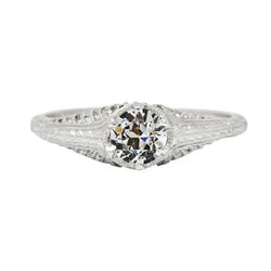 Antieke Stijl Solitaire Oude Mijnwerker Echt Diamanten Ring 2 Karaat Filigraan Shank