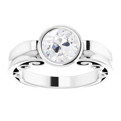 Antieke Stijl Solitaire Ronde Oud Geslepen Natuurlijke uit de aarde gewonnen Diamanten Ring Kastzetting 2 Karaat