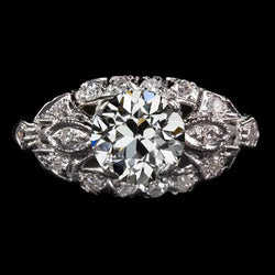 Trouwring in antieke stijl met ronde oudgeslepen natuurlijke uit de aarde gewonnen diamant van 6.50 karaat