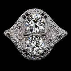 Antieke Stijl Ronde Old Mine Cut Echte Natuurlijke uit de aarde gewonnen Diamanten Ring 3.50 Karaat Filigraan
