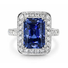 Afbeelding in Gallery-weergave laden, Antieke Stijl IGI GECERTIFICEERDE Diamanten &amp; Sri Lanka Kleur Saffieren Ring 9.50 Karaat Goud 14K
