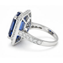 Afbeelding in Gallery-weergave laden, Antieke Stijl IGI GECERTIFICEERDE Diamanten &amp; Sri Lanka Kleur Saffieren Ring 9.50 Karaat Goud 14K
