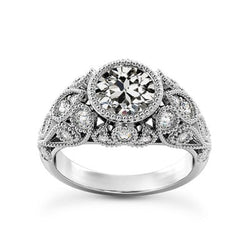 Antieke Stijl Ronde Oude Mijnwerker Echte Natuurlijke uit de aarde gewonnen Diamanten Trouwring 4 Karaat Sieraden