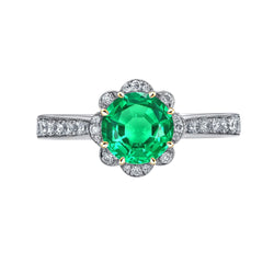Bicolor 14K Goud Antiek Smaragd Edelsteen Ring 2 karaat