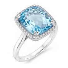 Afbeelding in Gallery-weergave laden, Aquamarijn en Natuurlijke echte diamant ( niet in het laboratorium gekweekt ) 9,50 ct trouwring goud 14K

