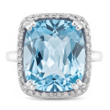 Afbeelding in Gallery-weergave laden, Aquamarijn en Natuurlijke echte diamant ( niet in het laboratorium gekweekt ) 9,50 ct trouwring goud 14K

