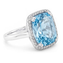 Afbeelding in Gallery-weergave laden, Aquamarijn en Natuurlijke echte diamant ( niet in het laboratorium gekweekt ) 9,50 ct trouwring goud 14K
