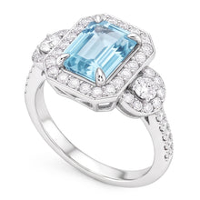Afbeelding in Gallery-weergave laden, Aquamarijn en Natuurlijke echte diamanten ( niet in een laboratorium gekweekt ) 5,80 ct verjaardag ring nieuw wit goud 14k

