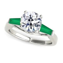 Afbeelding in Gallery-weergave laden, Art Deco Sieraden Nieuwe Antieke Geslepen Echt Diamant Smaragd Ring Goud 14K
