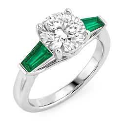 Art Deco Sieraden Nieuwe Antieke Slijpvorm Natuurlijke Echte Diamant (Niet Labgekweekt) Smaragd Ring Goud 14K