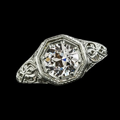 Art Nouveau Sieraden Nieuwe Solitaire Ring Bezel Set Oude Echt Mijnwerker Diamant