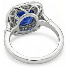 Afbeelding in Gallery-weergave laden, Art Nouveau sieraden Nieuwe Ceylon saffier en Natuurlijke echte diamanten ( niet in een laboratorium gekweekt ) damesring

