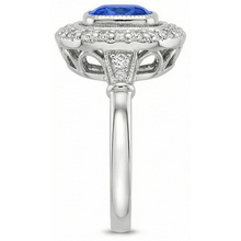 Afbeelding in Gallery-weergave laden, Art Nouveau sieraden Nieuwe Ceylon saffier en Natuurlijke echte diamanten ( niet in een laboratorium gekweekt ) damesring
