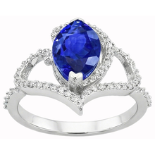 Afbeelding in Gallery-weergave laden, Art Nouveau Sieraden Nieuwe Antieke Stijl Ceylon Saffier Natuurlijke uit de aarde gewonnen Diamanten Ring
