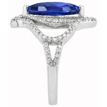 Afbeelding in Gallery-weergave laden, Art Nouveau Sieraden Nieuwe Antieke Stijl Ceylon Saffier Natuurlijke uit de aarde gewonnen Diamanten Ring
