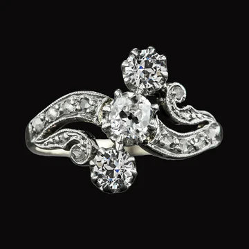 Art Nouveau Sieraden Nieuwe Ronde Oude Mijnwerker Echt Diamanten Ring Split Schacht