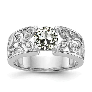 Art Nouveau Sieraden Nieuwe Vrouwen Ring Oude Geslepen Echt Diamant Bladstijl