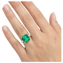 Afbeelding in Gallery-weergave laden, Smaragd Asscher Slijpvorm Sieraadsteen Ring in Tweekleurig 14K Goud – bovenaanzicht
