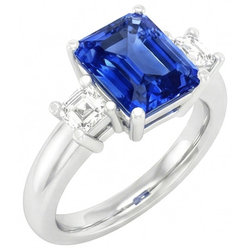 Asscher Diamanten Sieraden Stralende Saffier 3 Stenen Ring 4 Prong 3 Karaat