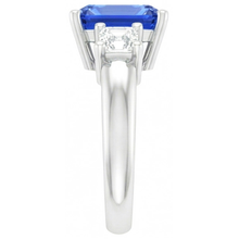 Afbeelding in Gallery-weergave laden, Asscher Diamanten Sieraden Stralende Saffier 3 Stenen Ring 4 Prong 3 Karaat
