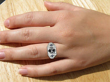 Afbeelding in Gallery-weergave laden, Echte Asscher uit de aarde gewonnen diamanten en trillion Ceylonese saffieren edelsteenring 6.25 karaat
