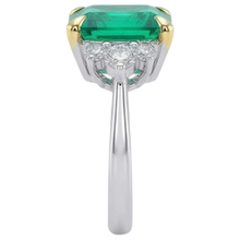 Afbeelding in Gallery-weergave laden, Colombiaanse Smaragd Edelsteen Ring 4-karaat 14 Karaat Tweekleurig Goud – bovenaanzicht
