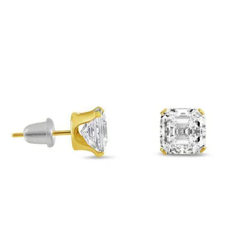 Asscher Cut 2 Karaats Echt Diamanten Oorknopjes Geel Goud 14K Nieuw