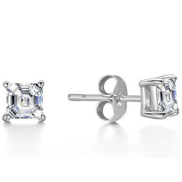 Asscher Geslepen 2,50 Karaat Echt Diamanten Dame Oorknopjes Goud Wit 14K