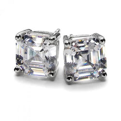 Asscher Geslepen Echt Diamanten Oorknopjes Van 2,50 Ct 14K Witgoud