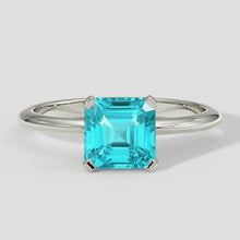 Afbeelding in Gallery-weergave laden, Asscher Paraiba Ring Solitaire 14k
