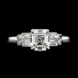 Asscher & Baguette Echt Diamanten Verlovingsring Set 5,75 Karaat