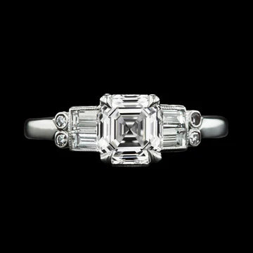 Asscher & Baguette Echt Diamanten Verlovingsring Set 5,75 Karaat