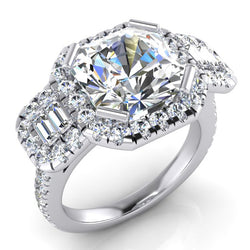 Asscher geslepen met accenten natuurlijke echte diamant (niet labgekweekt) ring