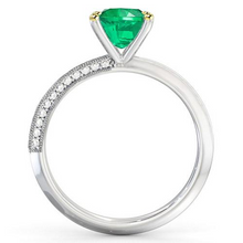 Afbeelding in Gallery-weergave laden, Asscher Groene Smaragd Diamant Ring Milgrain Ontwerp
