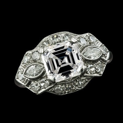 Asscher & Marquise Old Miner Natuurlijk Diamanten Trouwring 6,50 Karaat