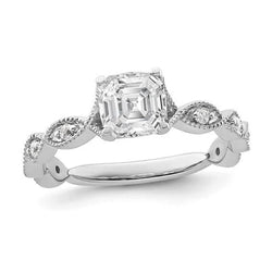 Asscher & Rond uit de aarde gewonnen Diamanten Verlovingsring 3.50 Karaat Witgoud 14K