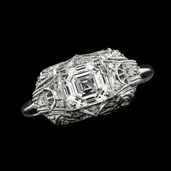Miligrain Asscher uit de aarde gewonnen diamanten Verlovingsring 4.35 Karaat