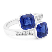 Afbeelding in Gallery-weergave laden, Baguette Diamond Asscher Sapphire Ring Bezel &amp; Channel Set 4,50 karaat
