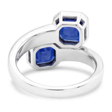Afbeelding in Gallery-weergave laden, Baguette Diamond Asscher Sapphire Ring Bezel &amp; Channel Set 4,50 karaat
