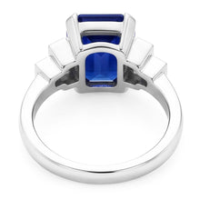 Afbeelding in Gallery-weergave laden, Baguette Diamond &amp; Radiant Cut Blue Sapphire Ring Bar Set 2 karaat
