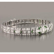 Afbeelding in Gallery-weergave laden, Baguette smaragd diamanten armband 17,50 karaat witgoud 14K
