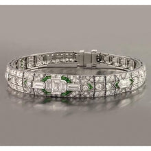 Afbeelding in Gallery-weergave laden, Baguette smaragd diamanten armband 17,50 karaat witgoud 14K
