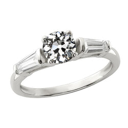 Baguette & Round Old Miner Echt Diamond 3 Stone Ring Bar Set 2 Karaat