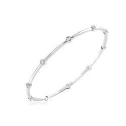 Bangle Ronde Briljant Geslepen 2 Karaat Echt Diamanten Wit Goud 14K