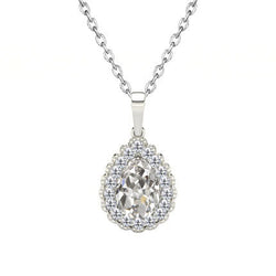 14K Witgoud Fijne Diamant Druppel Hanger – 1-karaat Antiek