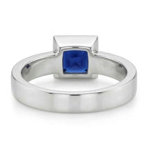 Afbeelding in Gallery-weergave laden, IGI GECERTIFICEERD Kastzetting Solitaire Herenring Princess Ceylonese Kleur Saffier 5 Ct Witgoud
