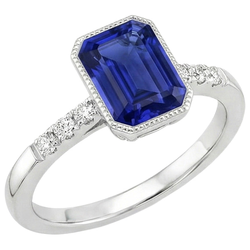 Bezel set blauwe saffier Natuurlijke echte diamanten ( niet in een laboratorium gekweekt ) ring 2,50 karaat vintage stijl