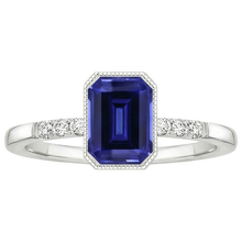 Afbeelding in Gallery-weergave laden, Bezel set blauwe saffier Natuurlijke echte diamanten ( niet in een laboratorium gekweekt ) ring 2,50 karaat vintage stijl
