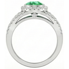 Afbeelding in Gallery-weergave laden, Bezel set groene smaragd en Natuurlijke echte diamanten ( niet in een laboratorium gekweekt ) 4,25 ct jubileumring wit goud
